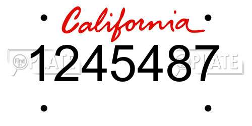 1245487 California License Plate