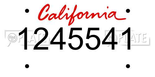 1245541 California License Plate