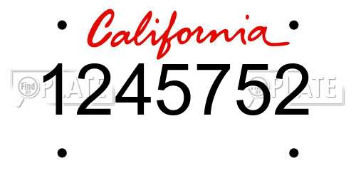 1245752 California License Plate