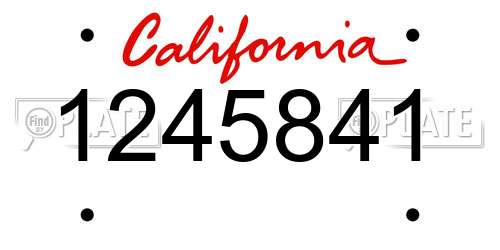 1245841 California License Plate