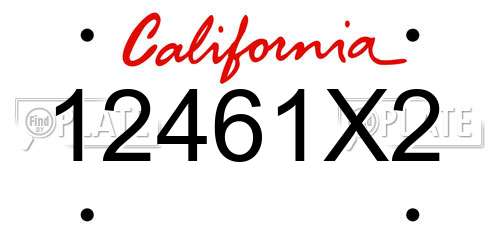 12461X2 California License Plate