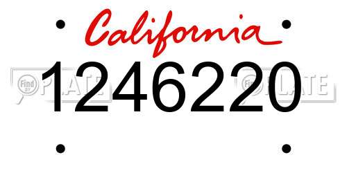 1246220 California License Plate