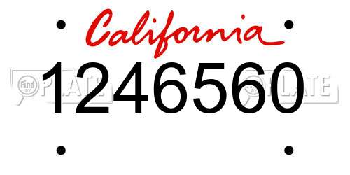 1246560 California License Plate