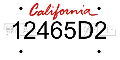 12465D2 California License Plate