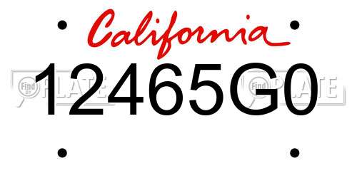 12465G0 California License Plate
