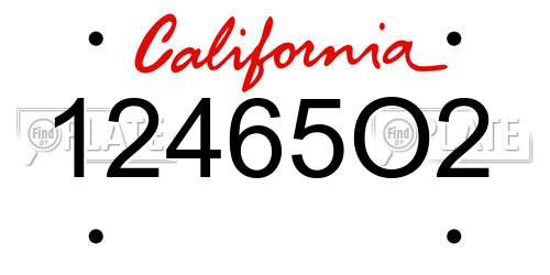 12465O2 California License Plate