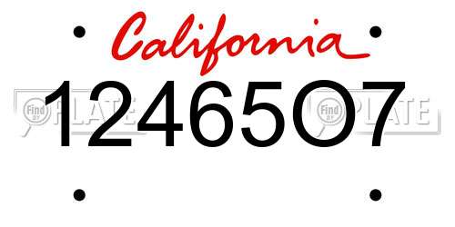 12465O7 California License Plate