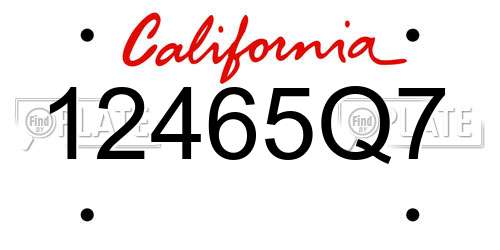 12465Q7 California License Plate