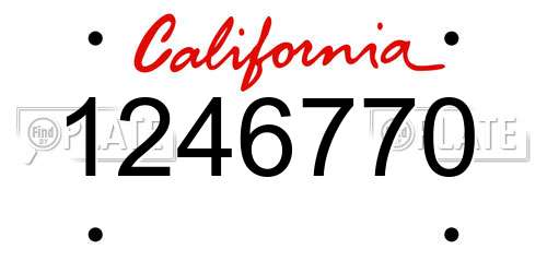 1246770 California License Plate
