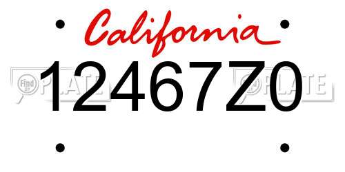 12467Z0 California License Plate