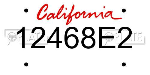 12468E2 California License Plate