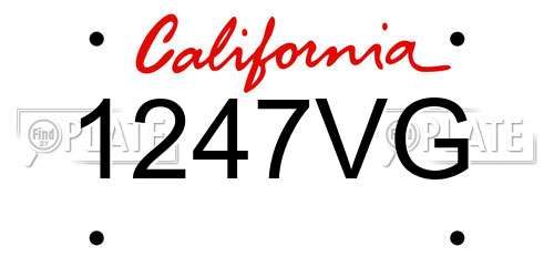 1247VG California License Plate