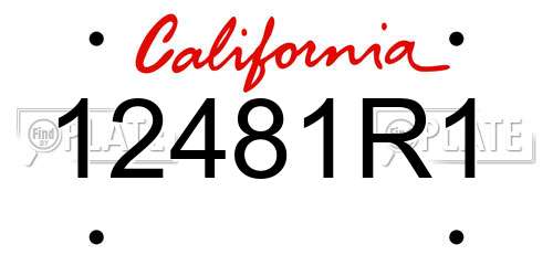 12481R1 California License Plate