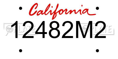 12482M2 California License Plate
