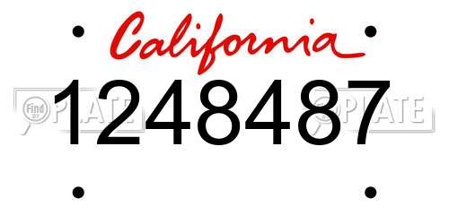 1248487 California License Plate
