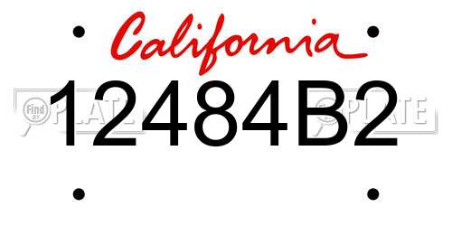 12484B2 California License Plate
