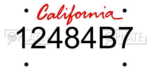 12484B7 California License Plate