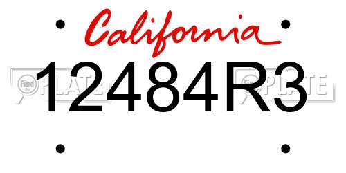 12484R3 California License Plate