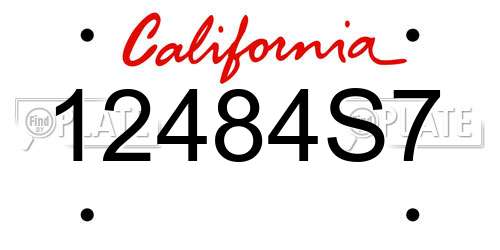 12484S7 California License Plate