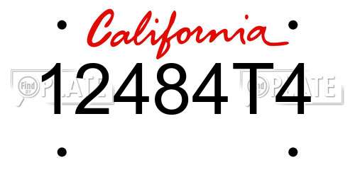 12484T4 California License Plate