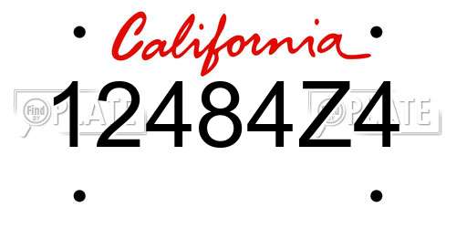12484Z4 California License Plate