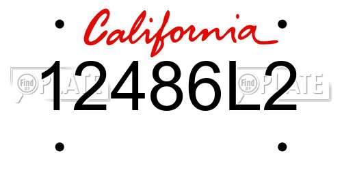 12486L2 California License Plate
