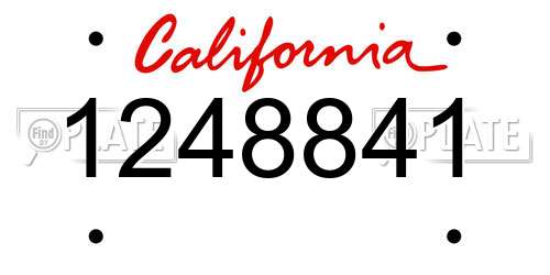 1248841 California License Plate