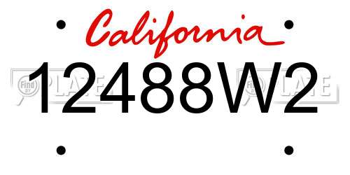 12488W2 California License Plate