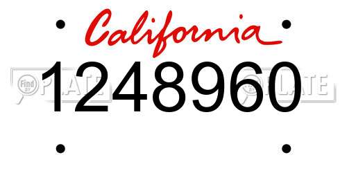 1248960 California License Plate