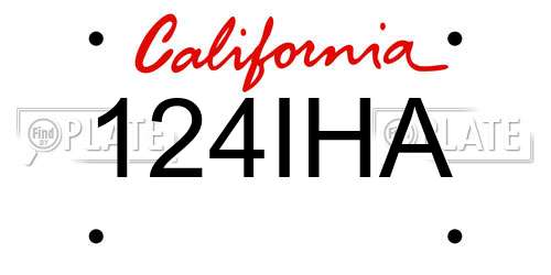 124IHA California License Plate