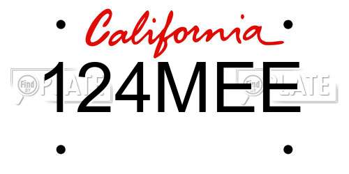 124MEE California License Plate
