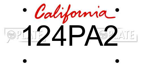 124PA2 California License Plate