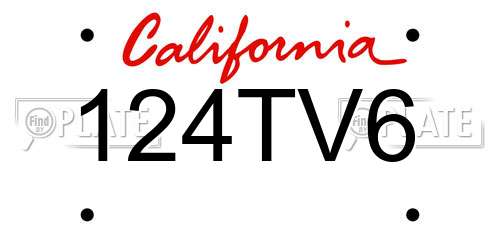 124TV6 California License Plate