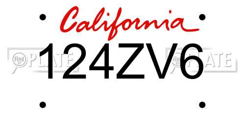 124ZV6 California License Plate