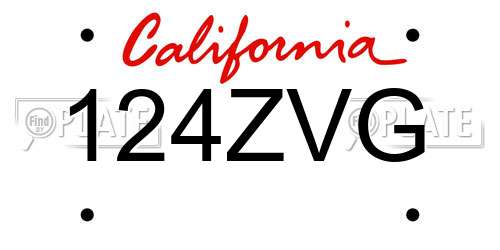 124ZVG California License Plate