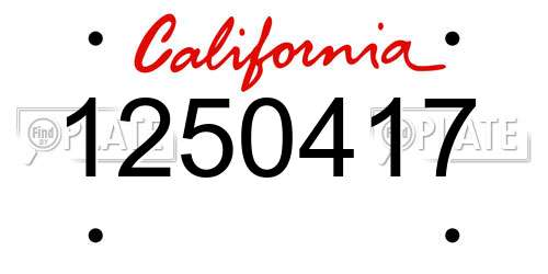 1250417 California License Plate