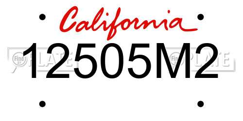 12505M2 California License Plate