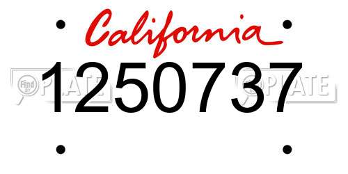 1250737 California License Plate