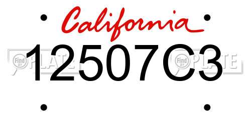 12507C3 California License Plate