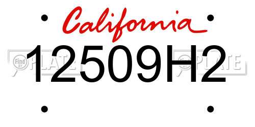 12509H2 California License Plate