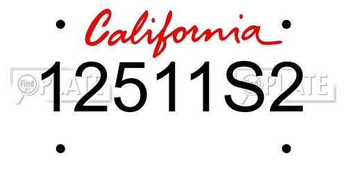 12511S2 California License Plate
