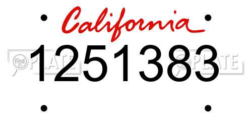 1251383 California License Plate
