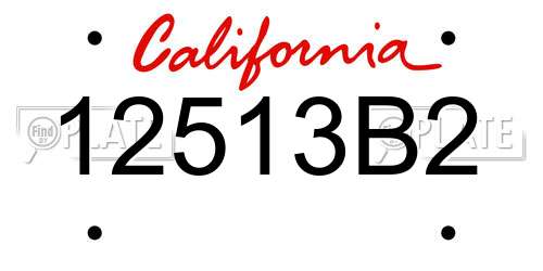 12513B2 California License Plate