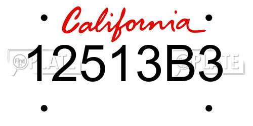 12513B3 California License Plate