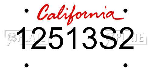 12513S2 California License Plate