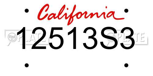12513S3 California License Plate