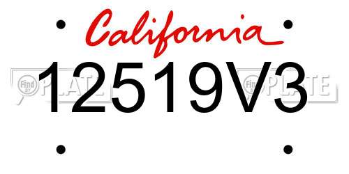 12519V3 California License Plate