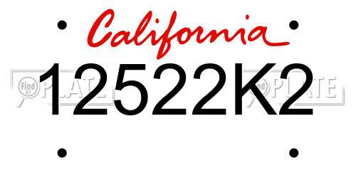 12522K2 California License Plate