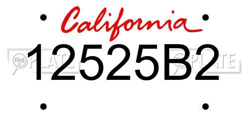 12525B2 California License Plate