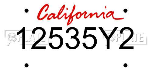 12535Y2 California License Plate